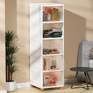 jd fresh 5 tier foldable plastic rack for storagekitchen cupboardversatile and sturdy wardrobe for clothesmultipurpose storage organizercloset for bedroomliving roomlaundry room transparent