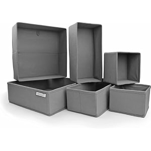 jd fresh fabric 6 pcs wardrobe organizer for clothesalmirah storage solution for underwearsockstiesbrascloset storage box for menwomenfoldable cupboard organizercabinet rackgrey clothing