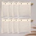 JD FRESH 6 Pcs Cotton Saree Bags/Covers with Dual Zipper Storage/Transparent Mesh Window Cloth Storage Bag/Multi-Purpose Clothes Covers for Dresses/Sarees/Lehengas (18 x 15 Inch, Beige)