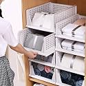 JD FRESH Plastic 8 Pieces Clothing Organiser For Wardrobe Cupboard Organizer For Clothes Foldable And Stackable Closet Almirah Space Organizer For Cupboard (Pack of 8 Large), White