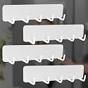 JD FRESH ABS Plastic Magnetic Hook/Kitchen Accessories Items Organizer/Wall Hooks Without Drill/Hook Rail Bar for Clothes/Refrigerator/Kitchen/Adhesive &amp; Magnetic Wall Mount (Pack of 4, White)