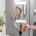 JD FRESH ABS Plastic Magnetic Hook/Kitchen Accessories Items Organizer/Wall Hooks Without Drill/Hook Rail Bar for Clothes/Refrigerator/Kitchen/Adhesive &amp; Magnetic Wall Mount (Pack of 2, White)
