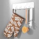JD FRESH ABS Plastic Magnetic Hook/Kitchen Accessories Items Organizer/Wall Hooks Without Drill/Hook Rail Bar for Clothes/Refrigerator/Kitchen/Adhesive &amp; Magnetic Wall Mount (Pack of 1, White)