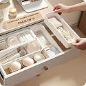 JD FRESH Plastic Expandable Drawer Organizers/Adjustable Storage Organiser/Drawer Divider Tray/Multi-Purpose Storage Drawer Boxes for Kitchen/Bedroom/Office - Pack of 2 (White)