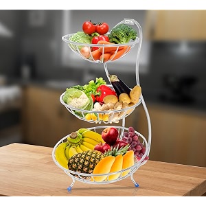 jd fresh 3 tier fruit basketfruit vegetables bowl storagevegetable organizer basket for kitchenfruit stand holderdining table fruit bowl for kitchencountertoppantry cabinet chrome