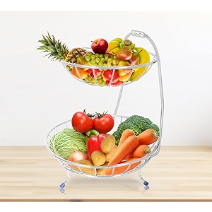 jd fresh 2 tier fruit basketfruit vegetables bowl storagevegetable organizer basket for kitchenfruit stand holderdining table fruit bowl for kitchencountertoppantry cabinet chrome