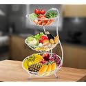 JD FRESH 3 Tier Fruit Basket/Fruit Vegetables Bowl Storage/Vegetable Organizer Basket for Kitchen/Fruit Stand Holder/Dining Table Fruit Bowl for Kitchen/Countertop/Pantry Cabinet (Chrome)