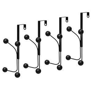 jd fresh heavy duty 4 in 1 over the door hooks door hangersmulti-purpose organizer hooks for clothes towels hats bagsideal for bathroom bedroom and kitchen set of 4 black