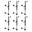 JD FRESH Heavy Duty 4 in 1 Over The Door Hooks Door Hangers/Multi-Purpose Organizer Hooks for Clothes, Towels, Hats, Bags/Ideal for Bathroom, Bedroom, and Kitchen (Set of 6, Black)