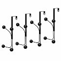 JD FRESH Heavy Duty 4 in 1 Over The Door Hooks Door Hangers/Multi-Purpose Organizer Hooks for Clothes, Towels, Hats, Bags/Ideal for Bathroom, Bedroom, and Kitchen (Set of 4, Black)