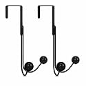JD FRESH Heavy Duty Double Over The Door Hooks Door Hangers/Multi-Purpose Organizer Hooks for Clothes, Towels, Hats, Bags/Ideal for Bedroom, Bathroom and Kitchen (Set of 2, Black)
