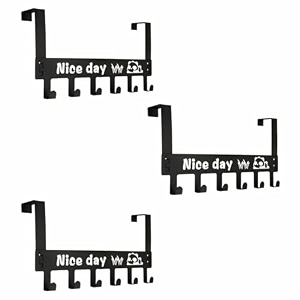 jd fresh 3 pcs carbon steel over the door hook hanger for clothes with 6 hooksno drill space saving perfect organizer for towelcoathat suitable for bathroombedroomkitchenutility black
