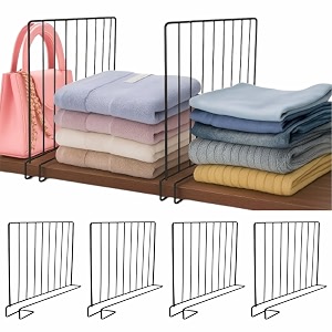 jd fresh 4-piece shelf divider setmetal wardrobe separator for clothesbooks amp pantry storagepartition for shelvescloset amp cupboard organizer for home amp office black