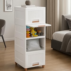 jd fresh plastic 4 tier foldable organizer for clothesmodular kitchen storage rackmultipurpose wardrobe for clothspace saving closet for bedroomstackable cabinetalmirah for living room white