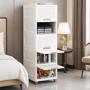 jd fresh plastic 5 tier foldable organizer for clothesmodular kitchen storage rackmultipurpose wardrobe for clothspace saving closet for bedroomstackable cabinetalmirah for living room white