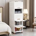 JD FRESH Plastic 5 Tier Foldable Organizer for Clothes/Modular Kitchen Storage Rack/Multipurpose Wardrobe for Cloth/Space Saving Closet for Bedroom/Stackable Cabinet/Almirah for Living Room (White)