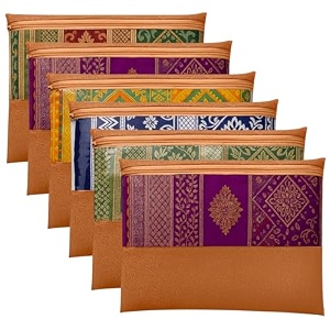 jd fresh 6 pieces saree covers for clothes with zip sari cover bags for saree storage saree bags for wardrobe storage organizer for wardrobe pack of 6 peices size 14 x 17 inch