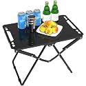 JD FRESH Portable Folding Camping Table/Carbon Steel Travel Table/Lightweight Outdoor Picnic Table/Easy to Fold and Carry Side Stand for Camping, Hiking and Home Use (Black)