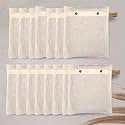 JD FRESH 2 Pcs Cotton Saree Cover for Wardrobe/Space Saving Bag with Zip Closure &amp; Big Transparent Window/Wardrobe-Cupboard Organizer for Clothes/Bedsheets/Lehengas (17 X 14 x 7 Inch, Off White)