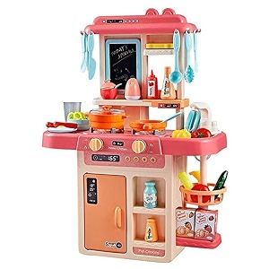 jdk39s mart plastic kitchen set toys with 42 pcs lights amp sounds play sink with running water dessert shelf toy amp accessories kitchen set  make in india  multicolor