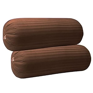 jdx microfibre round bolster bedsofadiwan pillow  light soft amp fluffy for neck amp back support  washable breathable durable   1534 x 3434 polyester brown
