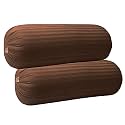 JDX Microfibre Round Bolster Bed/Sofa/Diwan Pillow | Light, Soft &amp; Fluffy for Neck &amp; Back Support | Washable Breathable, Durable | | [15" x 34"] Polyester… (Brown)