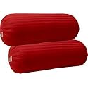 JDX Microfibre Round Bolster Bed/Sofa/Diwan Pillow | Light, Soft & Fluffy for Neck & Back Support | Washable Breathable, Durable | | [15" x 34"] Polyester… (Red)