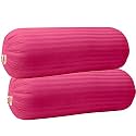 JDX Microfibre Round Bolster Bed/Sofa/Diwan Pillow | Light, Soft & Fluffy for Neck & Back Support | Washable Breathable, Durable | | [15" x 34"] Polyester… (Pink)