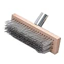 Jeanoko Heavy Duty Floor Scrubber Brush Head, Deck Scrub Brush, Stainless Steel Wire and Pine Hard Scratch Professional Rough Floor Brushh Remove for Ourtyards (Without Pole)