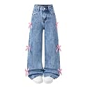 Jeans for Girls Baggy Wide Leg High Waisted Y2K Denim Pants 7-14Y