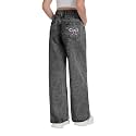 Jeans for Girls Baggy Wide Leg High Waisted Y2K Denim Pants 7-14Y
