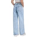 Jeans for Girls Baggy Wide Leg High Waisted Y2K Denim Pants 7-14Y