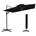 JEAREY 10x10 ft 2-Tier Cantilever Patio Umbrella, Large Square Outdoor Offset Umbrella with Double Top Vent and 360-degree Rotation for Garden, Deck, Pool, Patio, Black