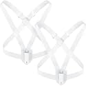 Jecery 2 Set Double Strap Flag Carrier Harness for Parade,White