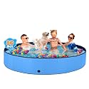 Jecoo Dog Pool for Large Dogs Kiddie Pool Hard Plastic Foldable Dog Bathing Tub Portable Outside Kids Swimming for Pets and Dogs Outdoor Backyard