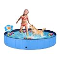 Jecoo Dog Pool for Large Dogs Kiddie Pool Hard Plastic Foldable Dog Bathing Tub Portable Outside Kids Swimming for Pets and Dogs Outdoor Backyard