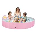 Jecoo Dog Pool for Large Dogs Kiddie Pool Hard Plastic Foldable Dog Bathing Tub Portable Outside Kids Swimming for Pets and Dogs Outdoor Backyard