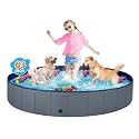Jecoo Dog Pool for Large Dogs Kiddie Pool Hard Plastic Foldable Dog Bathing Tub Portable Outside Kids Swimming for Pets and Dogs Outdoor Backyard