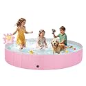 Jecoo Dog Pool for Large Dogs Kiddie Pool Hard Plastic Foldable Dog Bathing Tub Portable Outside Kids Swimming for Pets and Dogs Outdoor Backyard