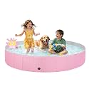 Jecoo Dog Pool for Large Dogs Kiddie Pool Hard Plastic Foldable Dog Bathing Tub Portable Outside Kids Swimming for Pets and Dogs Outdoor Backyard