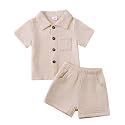Jecson Baby Boy Clothes Baby Boy Outfits Baby Boy Summer Clothes Cotton 2 Piece Set with Button Down Shirt and Shorts 0-3T