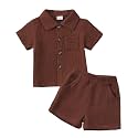 Jecson Baby Boy Clothes Baby Boy Outfits Baby Boy Summer Clothes Cotton 2 Piece Set with Button Down Shirt and Shorts 0-3T