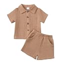 Jecson Baby Boy Clothes Baby Boy Outfits Baby Boy Summer Clothes Cotton 2 Piece Set with Button Down Shirt and Shorts 0-3T