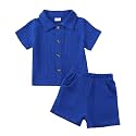 Jecson Baby Boy Clothes Baby Boy Outfits Baby Boy Summer Clothes Cotton 2 Piece Set with Button Down Shirt and Shorts 0-3T