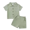 Jecson Baby Boy Clothes Baby Boy Outfits Baby Boy Summer Clothes Cotton 2 Piece Set with Button Down Shirt and Shorts 0-3T
