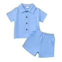 Jecson Baby Boy Clothes Baby Boy Outfits Baby Boy Summer Clothes Cotton 2 Piece Set with Button Down Shirt and Shorts 0-3T