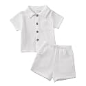 Jecson Baby Boy Clothes Baby Boy Outfits Baby Boy Summer Clothes Cotton 2 Piece Set with Button Down Shirt and Shorts 0-3T