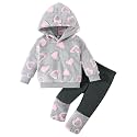 Jecson Toddler Girl Clothes Baby Girl Fleece Hoodie Outfits Thick Thermal Winter Leggings 2Pcs Clothing Sets 6M-4T