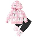 Jecson Toddler Girl Clothes Baby Girl Fleece Hoodie Outfits Thick Thermal Winter Leggings 2Pcs Clothing Sets 6M-4T