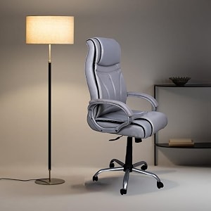 legacy high back office chair  ergonomic design with adjustable armrests amp lumbar support  premium executive finish  ultra comfort for home amp office use silver pearl